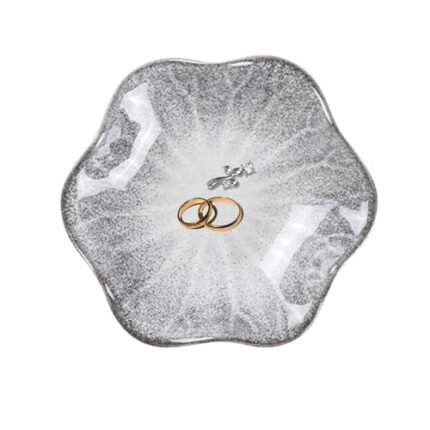 陶瓷小物收納盤 戒指盤 裝飾首飾盤 耳環裝飾盤 戒指首飾托盤 鑰匙碗 小物托盤 女士耳環收納盤（火山灰色）